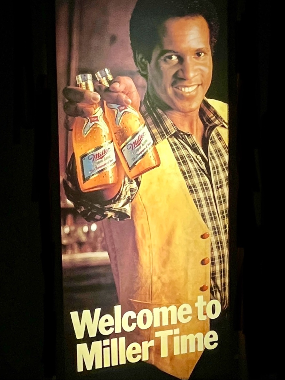 Vintage Bar Light Miller Beer Sign Black Bartender Toast Lighted Sign 1980s Ad